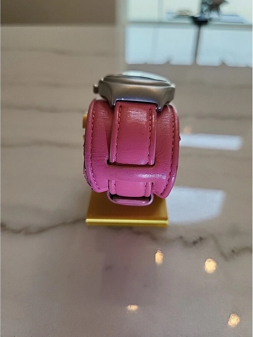 Ladies Pink Puma Oval Watch WR100M Leather Band Stainless Steel Case New Battery